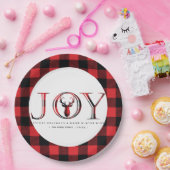 Joy Kariert Personalisierte Weihnachten Pappteller (Party)