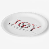 Joy Kariert Personalisierte Weihnachten Pappteller (Schrägansicht)