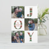 Joy Kariert Three Picture Holiday Card Einladung (Stehend Vorderseite)