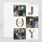Joy Kariert Three Picture Holiday Card Einladung (Vorne/Hinten)