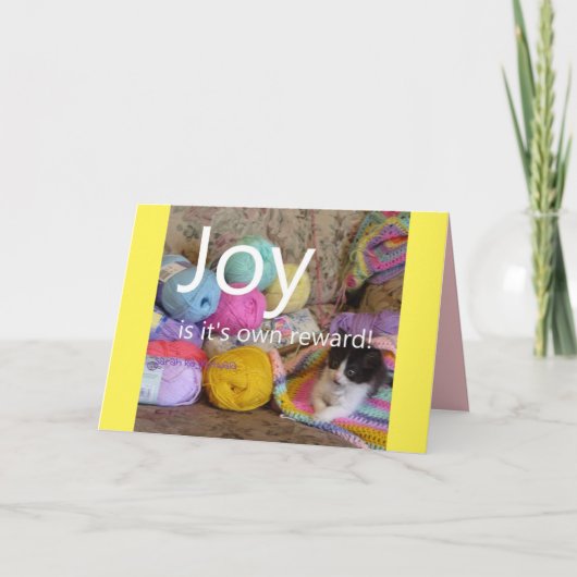 Joy Kitten Cat Knitternwolle Crafts Quote Card Karte (Vorderseite)