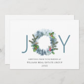 Joy Landscape Wreath Weihnachtswald Gruß Feiertagskarte (Vorne/Hinten)