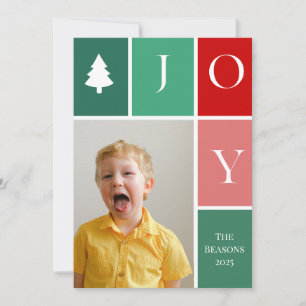 JOY Large Single Foto Scheckte Weihnachtsbaum Feiertagskarte