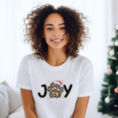 Joy Leopard Print Paw Weihnachten Frauen T - Shirt