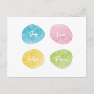 Joy Liebe Hope Peace Watercolor Kies Postkarte