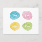 Joy Liebe Hope Peace Watercolor Kies Postkarte (Vorderseite)