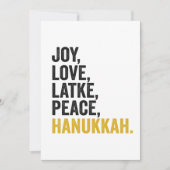 Joy Liebe Latkes Peace Hanukkah Funny Jewish Einladung (Vorderseite)