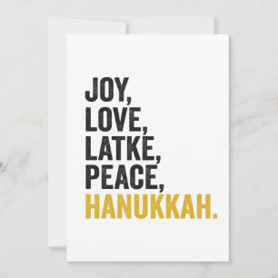 Joy Liebe Latkes Peace Hanukkah Funny Jewish Einladung