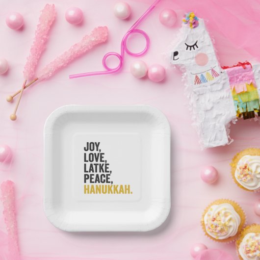 Joy Liebe Latkes Peace Hanukkah Funny Jewish Pappteller (Party)