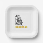 Joy Liebe Latkes Peace Hanukkah Funny Jewish Pappteller (Vorderseite)