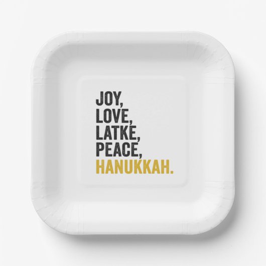 Joy Liebe Latkes Peace Hanukkah Funny Jewish Pappteller (Vorderseite)