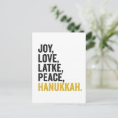 Joy Liebe Latkes Peace Hanukkah Funny Jewish Postkarte (Stehend Vorderseite)