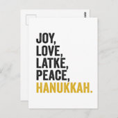Joy Liebe Latkes Peace Hanukkah Funny Jewish Postkarte (Vorne/Hinten)