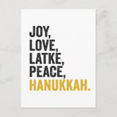 Joy Liebe Latkes Peace Hanukkah Funny Jewish Postkarte (Vorderseite)