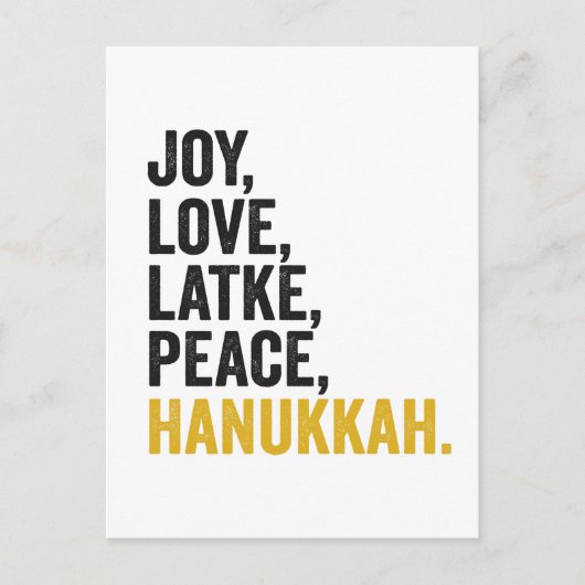 Joy Liebe Latkes Peace Hanukkah Funny Jewish Postkarte (Vorderseite)