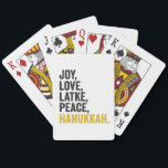 Joy Liebe Latkes Peace Hanukkah Funny Jewish Spielkarten<br><div class="desc">lustig, jüdisch, latsch, geschenk, Geburtstag, chanukah, jew, urlaub, menorah</div>