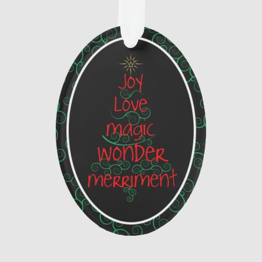Joy ・ Liebe ・ Magic ・ Wonder ・ Merriment Ornament (Rückseite)