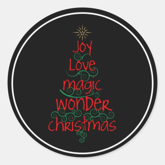 Joy ・ Liebe ・ Magic ・ Wonder ・ Weihnachten Runder Aufkleber (Vorderseite)