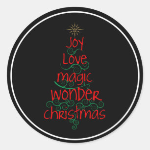 Joy ・ Liebe ・ Magic ・ Wonder ・ Weihnachten Runder Aufkleber