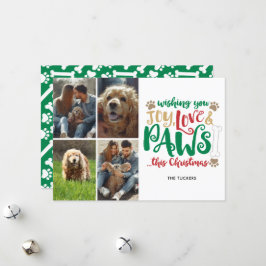 Joy Liebe Paws Christmas Dog Green 4-Foto Feiertagskarte