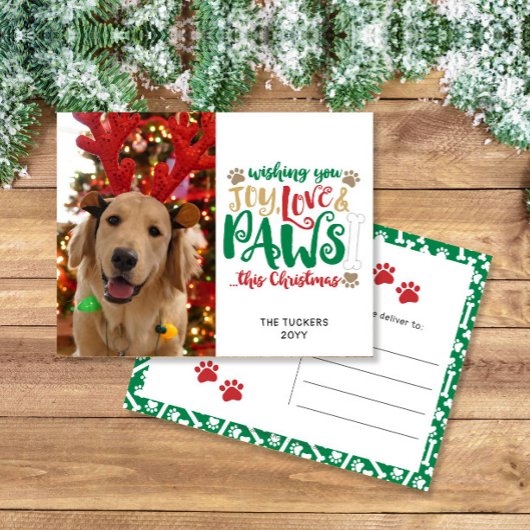 Joy Liebe Paws Dog Red Green Foto Postkarte