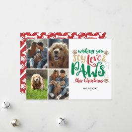 Joy Liebe Paws Frohe Weihnachtsfrau Red 4-Foto Feiertagskarte
