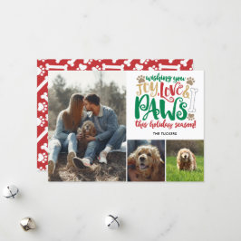 Joy Liebe Paws Happy Holidays Dog Red Green 3-Foto Feiertagskarte