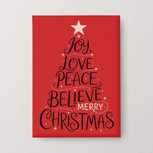Joy Liebe Peace Glaube frohe Weihnachtsbaum Xmas Button (Vorderseite)