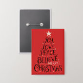 Joy Liebe Peace Glaube frohe Weihnachtsbaum Xmas Button (Vorderseite/Rückseite)