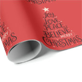 Joy Liebe Peace Glaube frohe Weihnachtsbaum Xmas Geschenkpapier (Rolleneckpunkt)