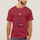 Joy Liebe Peace Glaube frohe Weihnachtsbaum Xmas T-Shirt (Vorderseite)