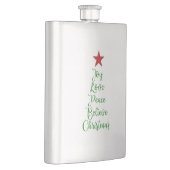 Joy Liebe Peace Glaube Weihnachtsbaum mit Rot Flachmann (Rechts)