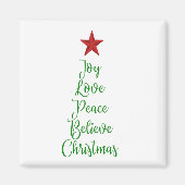 Joy Liebe Peace Glaube Weihnachtsbaum mit Rot Magnet (Vorne)