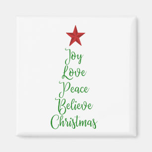 Joy Liebe Peace Glaube Weihnachtsbaum mit Rot Magnet