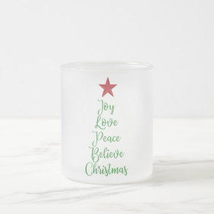 Joy Liebe Peace Glaube Weihnachtsbaum mit Rot Mattglastasse