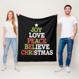 Joy Liebe Peace Glaube Weihnachtsbaumfamilie Fleecedecke