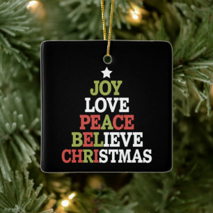 Joy Liebe Peace Glaube Weihnachtsbaumfamilie Keramikornament