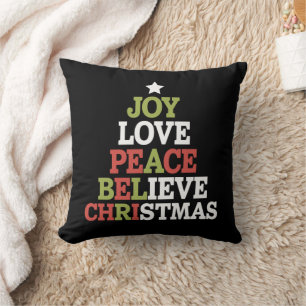 Joy Liebe Peace Glaube Weihnachtsbaumfamilie Kissen