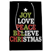 Joy Liebe Peace Glaube Weihnachtsbaumfamilie Mittlere Geschenktüte (Vorderseite)