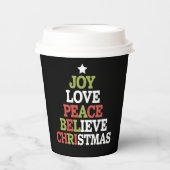 Joy Liebe Peace Glaube Weihnachtsbaumfamilie Pappbecher (Vorderseite)