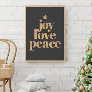 Joy Liebe Peace Gold Elegante Minimalistische We Poster