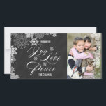 JOY LIEBE PEACE HOLIDAY FOTOKARTE | CHALKBOARD FEIERTAGSKARTE<br><div class="desc">JOY LIEBE PEACE HOLIDAY FOTOKARTE | CHALKBOARD von ELKE CLARKE© "WISHING YOU JOY,  LIEBE AND FACE".  Schöne Schneeflocken Muster und Foto. Für andere Farben kontaktieren Sie bitte den Händler.</div>