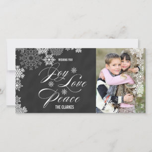 JOY LIEBE PEACE HOLIDAY FOTOKARTE CHALKBOARD FEIERTAGSKARTE