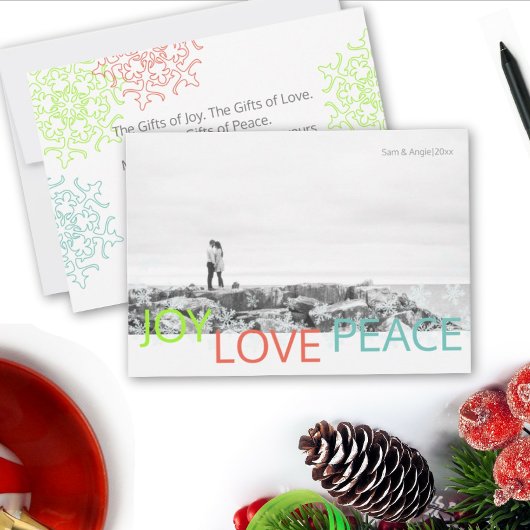 Joy Liebe Peace Minimalistisch Holiday Foto Card Einladung
