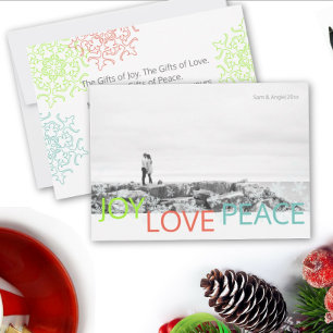 Joy Liebe Peace Minimalistisch Holiday Foto Card Einladung