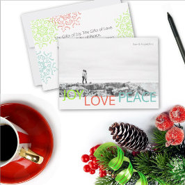 Joy Liebe Peace Minimalistisch Holiday Foto Card Einladung