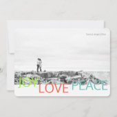 Joy Liebe Peace Minimalistisch Holiday Foto Card Einladung (Vorderseite)