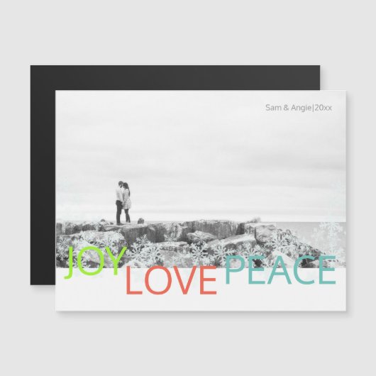 Joy Liebe Peace Minimalistisch Magnetic Foto Postc Magneteinladung (Vorne/Hinten)