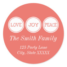 Joy Liebe Peace | Round Address Aufkleber
