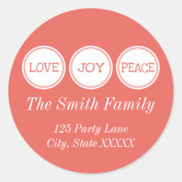 Joy Liebe Peace | Round Address Aufkleber